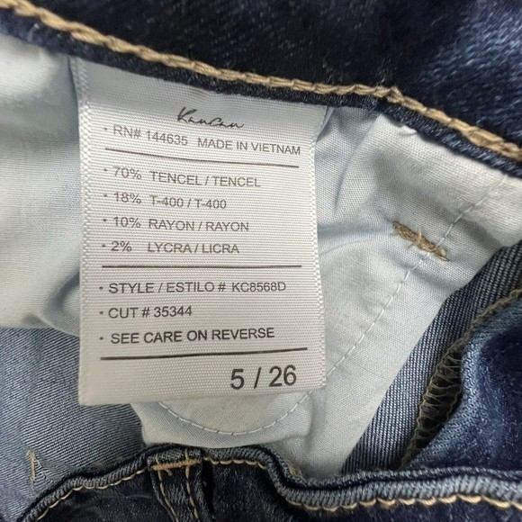 Kancan Womens Dark Wash High Rise Button‎ Fly Skinny Raw Hem Jeans 5/26 - Picture 8 of 8